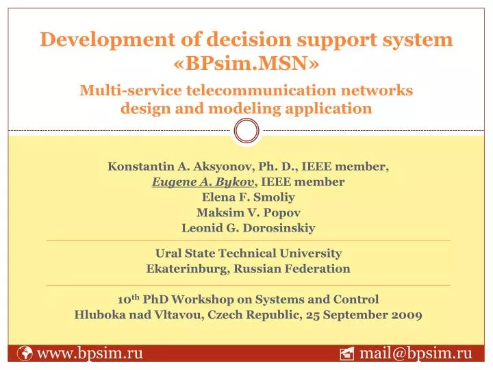 development of decision support system bpsim msn