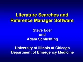 Literature Searches and Reference Manager Software