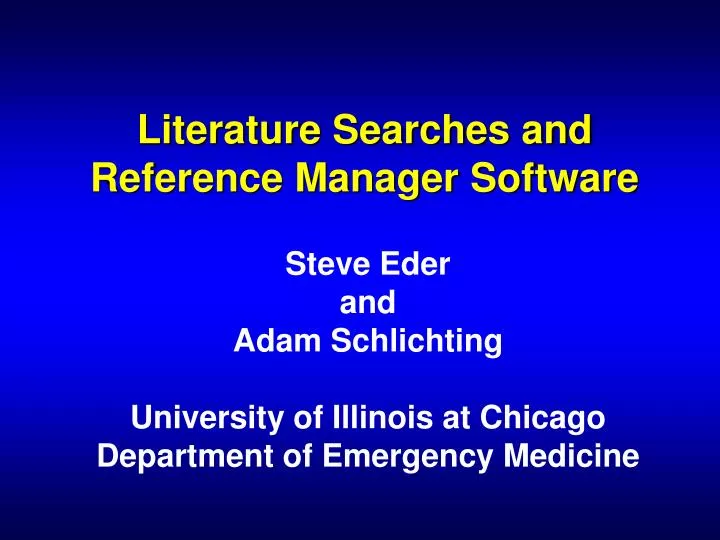 literature searches and reference manager software