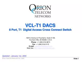 VCL-T1 DACS 8 Port, T1 Digital Access Cross Connect Switch