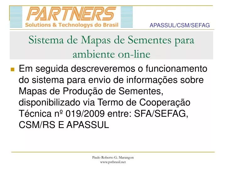 sistema de mapas de sementes para ambiente on line