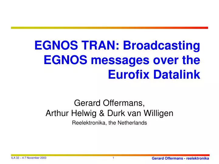 egnos tran broadcasting egnos messages over the eurofix datalink