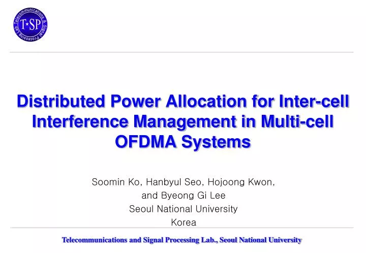 distributed power allocation for inter cell interference management in multi cell ofdma systems
