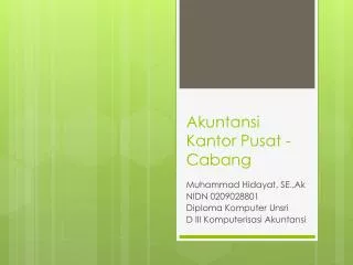 akuntansi kantor pusat cabang