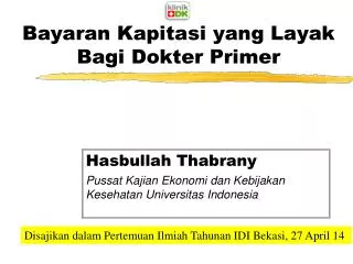 b ayaran kapitasi yang layak bagi dokter primer