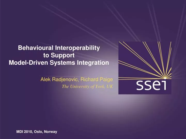 behavioural interoperability to support model driven systems integration