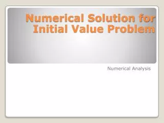 numerical solution for initial value problem