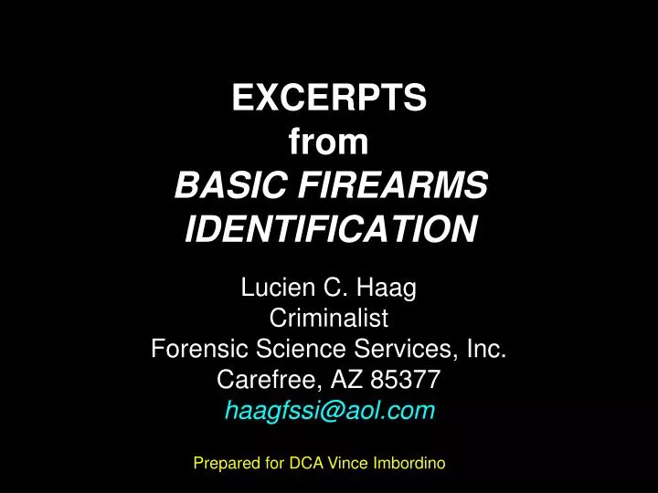 excerpts from basic firearms identification