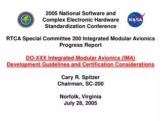 RTCA Special Committee 200 Integrated Modular Avionics Progress Report