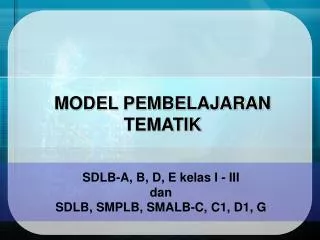 model pembelajaran tematik