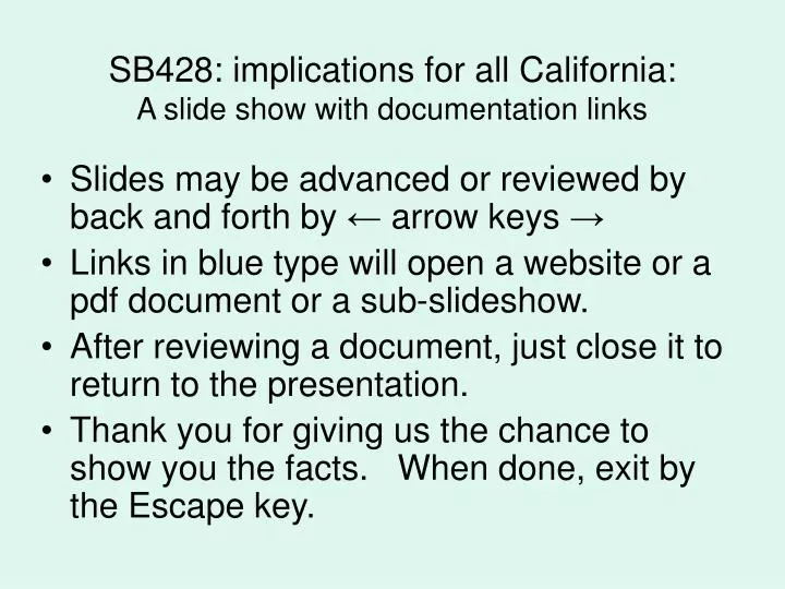 sb428 implications for all california a slide show with documentation links