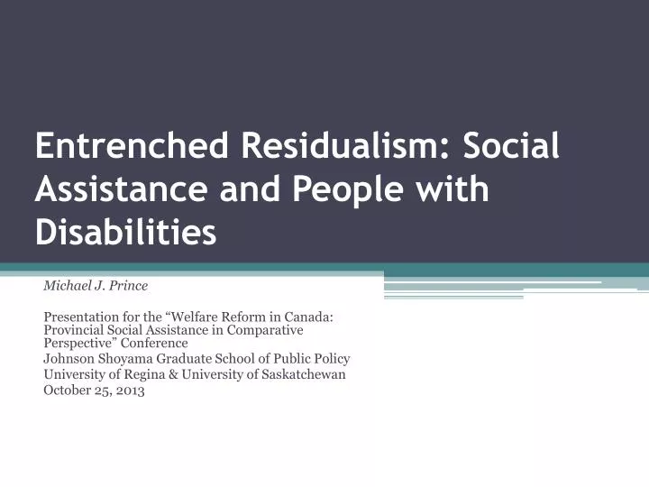 entrenched residualism social assistance and people with disabilities