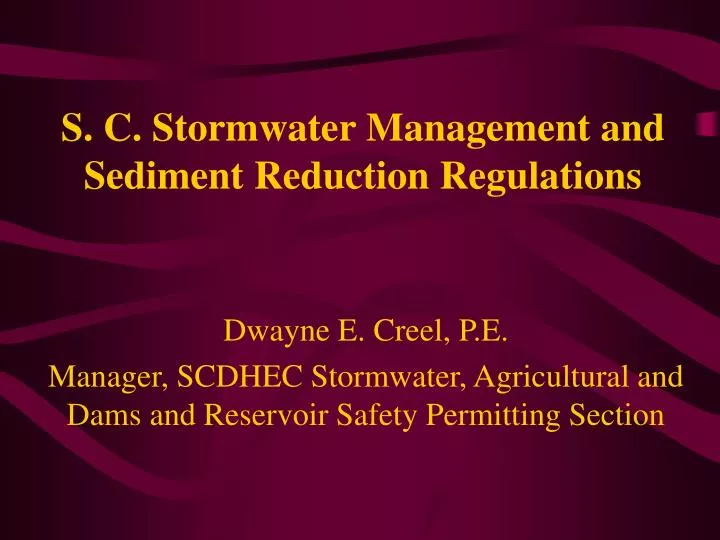 s c stormwater management and sediment reduction regulations