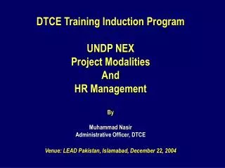 Venue: LEAD Pakistan, Islamabad, December 22, 2004