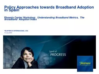Policy Approaches towards Broadband Adoption in Spain