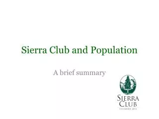 Sierra Club and Population