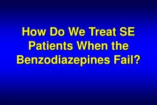 How Do We Treat SE Patients When the Benzodiazepines Fail?