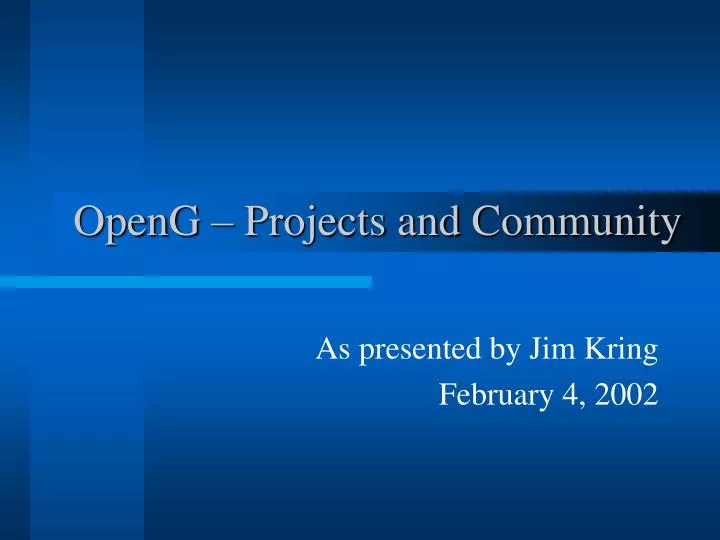 openg projects and community