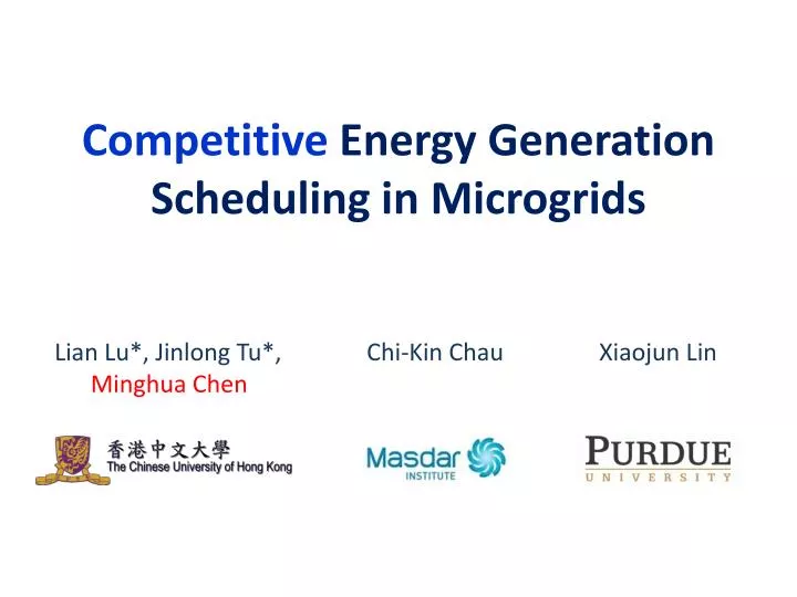 competitive energy generation scheduling in microgrids