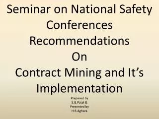 Seminar on National Safety Conferences Recommendations On