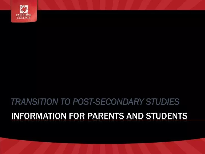 transition to post secondary studies