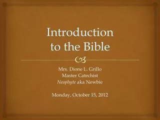 Introduction to the Bible