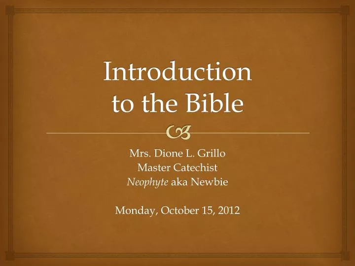 introduction to the bible