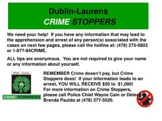 Dublin-Laurens CRIME STOPPERS