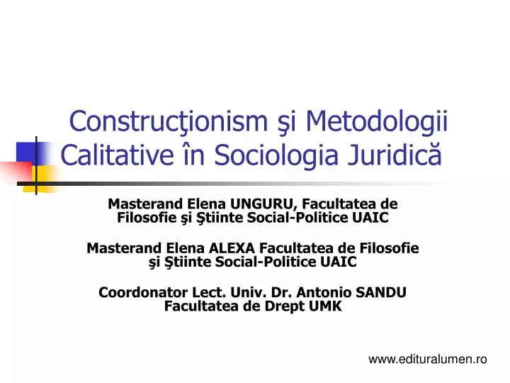 construc ionism i metodologii calitative n sociologia juridic