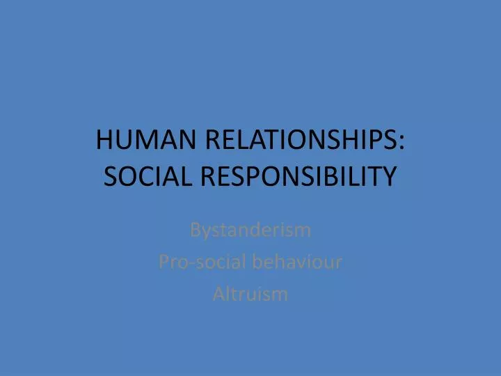 human relationships social responsibility
