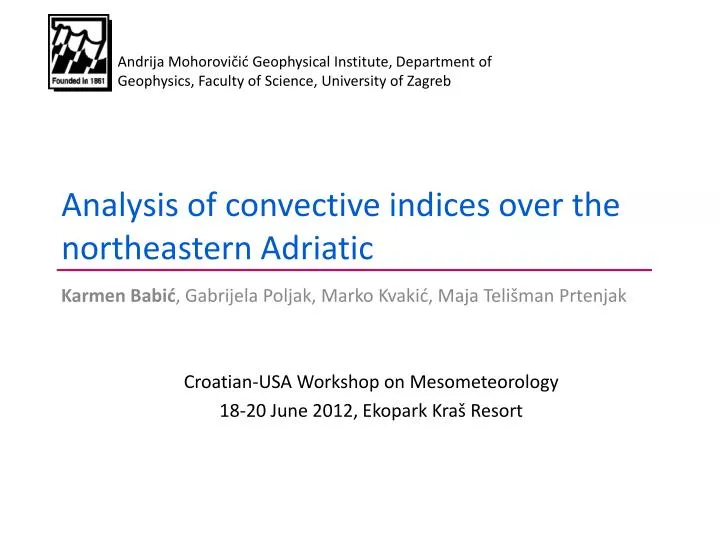 analysis of convective indices over the northeastern adriatic