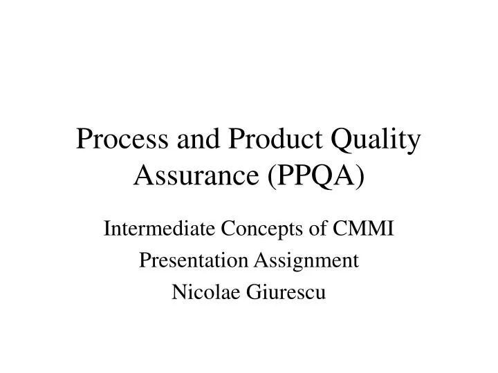process and product quality assurance ppqa