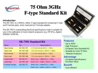 75 Ohm 3GHz F-type Standard Kit