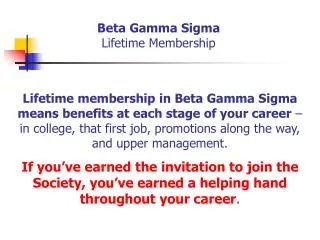 Beta Gamma Sigma Lifetime Membership