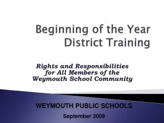 Beginning of the Year District Training