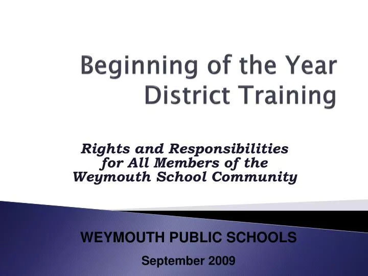 beginning of the year district training