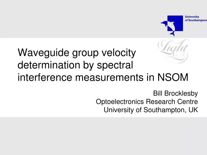 waveguide group velocity determination by spectral interference measurements in nsom