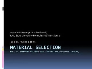 Material Selection Part 1: Choosing material per loading case (Material Indices)