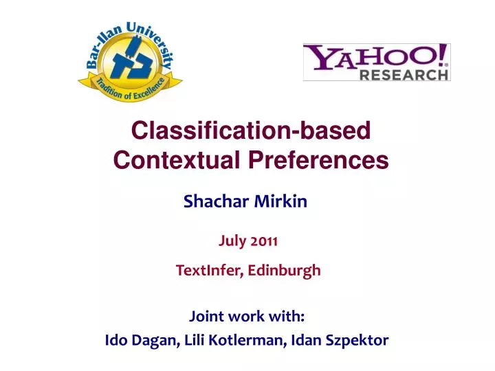 classification based contextual preferences