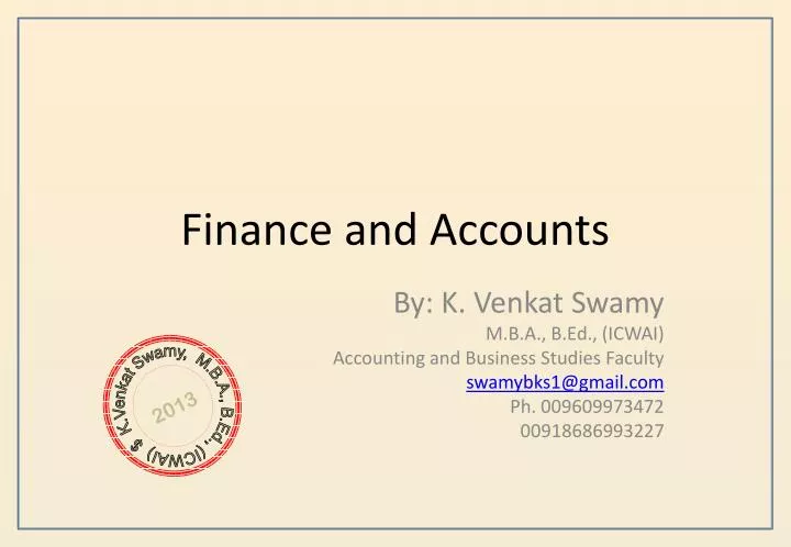 finance and accounts