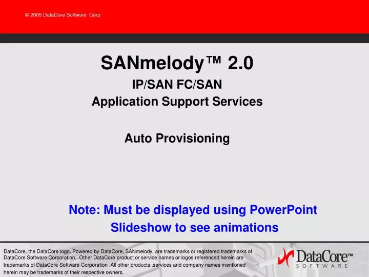 sanmelody 2 0 ip san fc san application support services auto provisioning