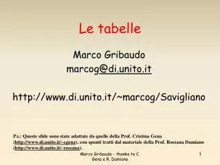 le tabelle