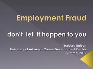 Employment Fraud