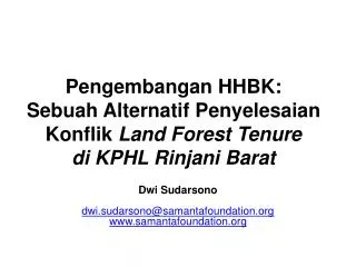pengembangan hhbk sebuah alternatif penyelesaian konflik land forest tenure di kphl rinjani barat