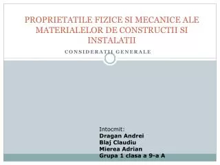 proprietatile fizice si mecanice ale materialelor de constructii si instalatii