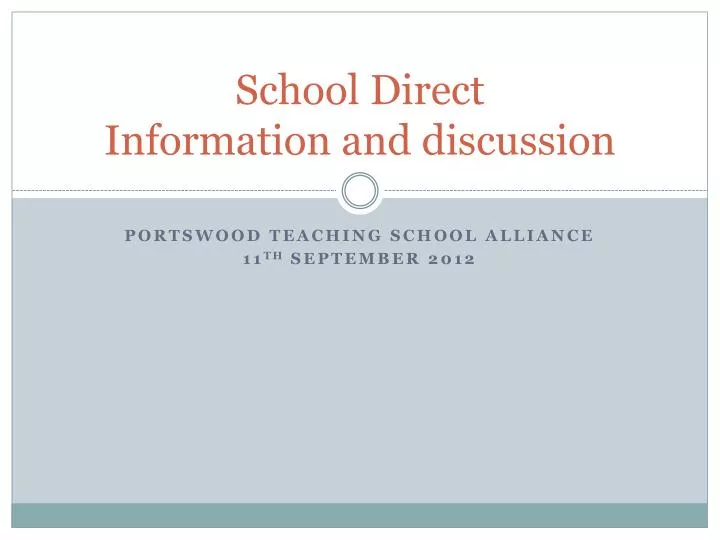 school direct information and discussion