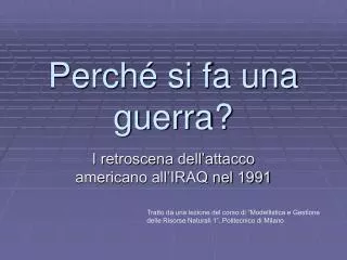 perch si fa una guerra