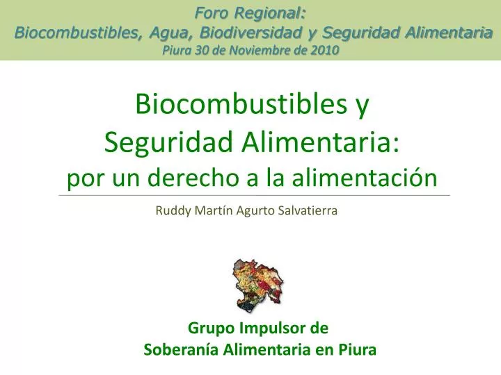 biocombustibles y seguridad alimentaria por un derecho a la alimentaci n