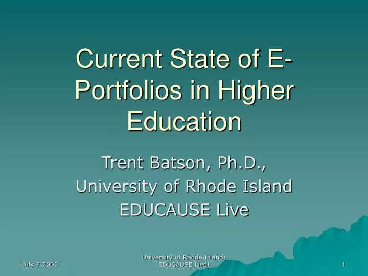 current state of e portfolios in higher education