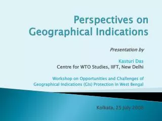 Perspectives on Geographical Indications